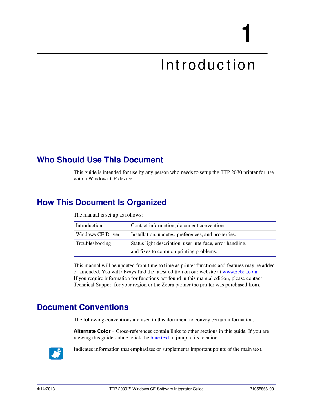 Zebra Technologies TTP 2030 manual Who Should Use This Document, How This Document Is Organized, Document Conventions 