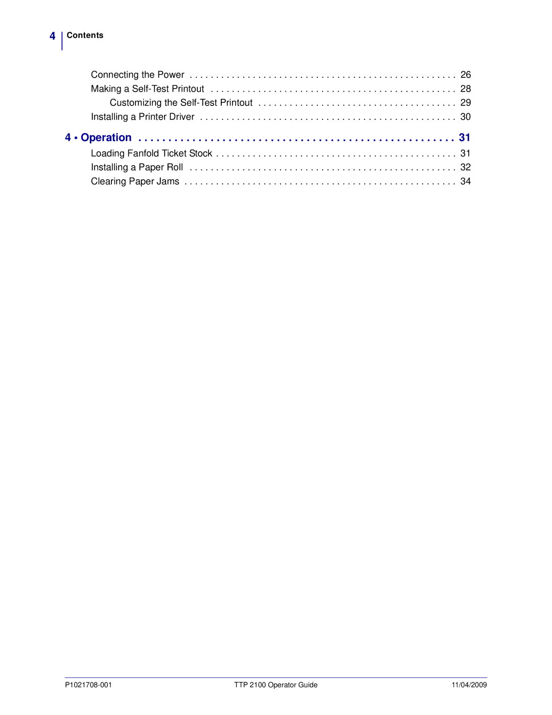 Zebra Technologies TTP 2100 manual Operation 