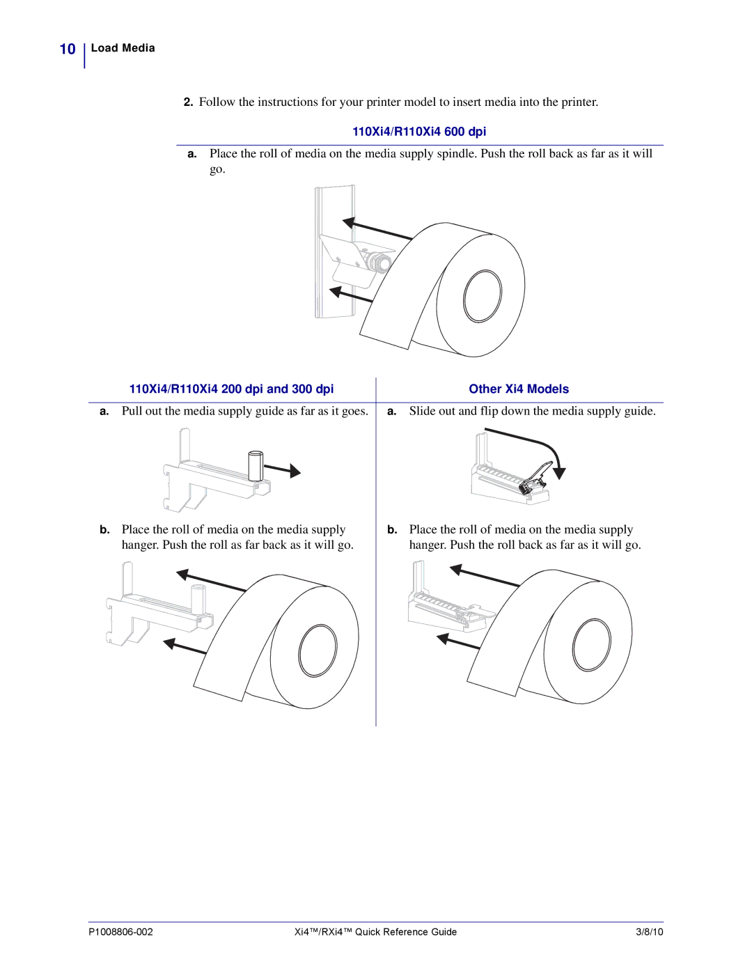 Zebra Technologies RXi4 manual 110Xi4/R110Xi4 600 dpi 