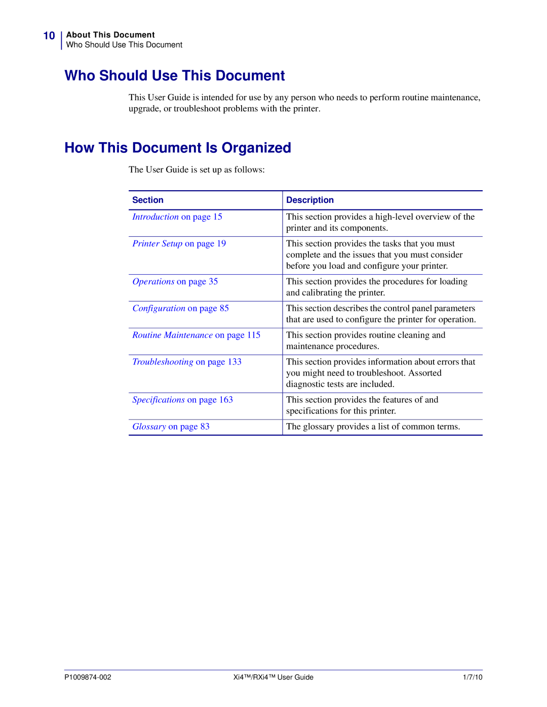 Zebra Technologies 11280100200, 14080100200, RXI4TM manual Who Should Use This Document, How This Document Is Organized 