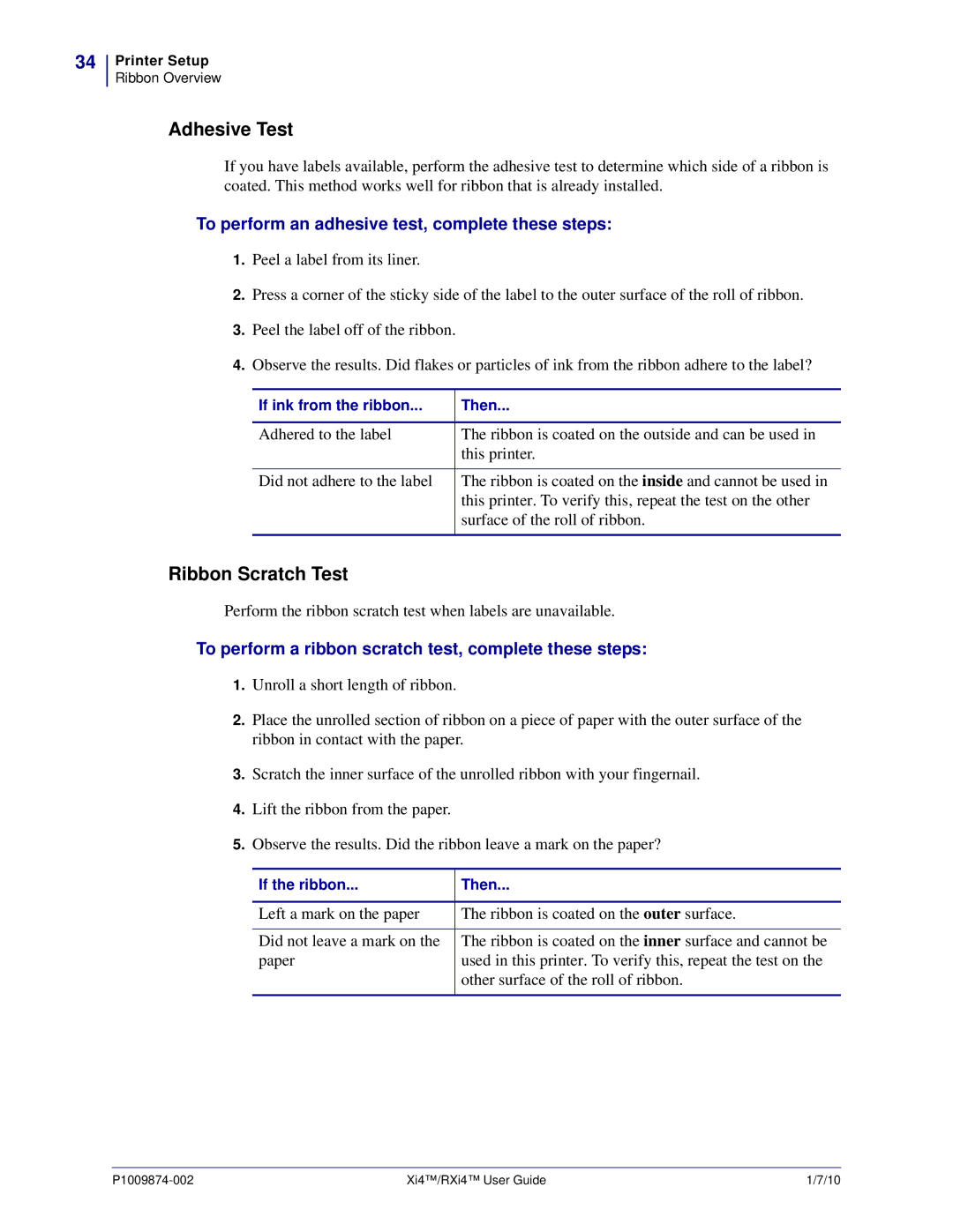 Zebra Technologies 11680100201, 14080100200, RXI4TM, 17080100200 manual To perform an adhesive test, complete these steps 