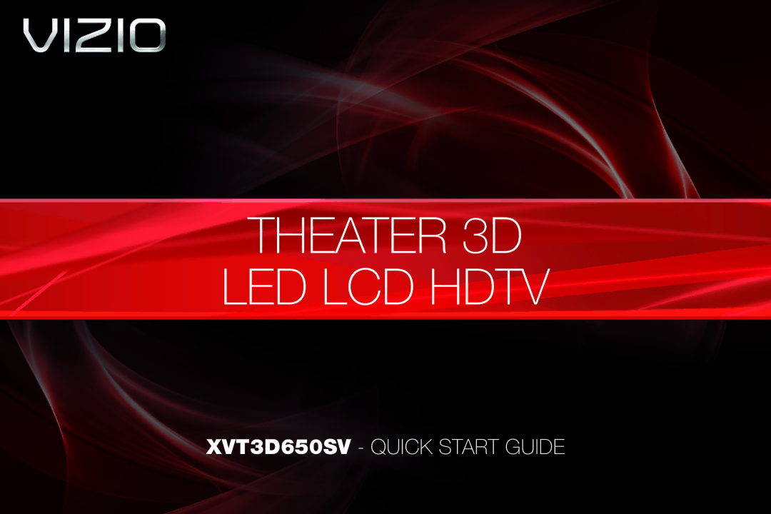 Zebra Technologies XVT3D650SV quick start Theater 3D LED LCD Hdtv 