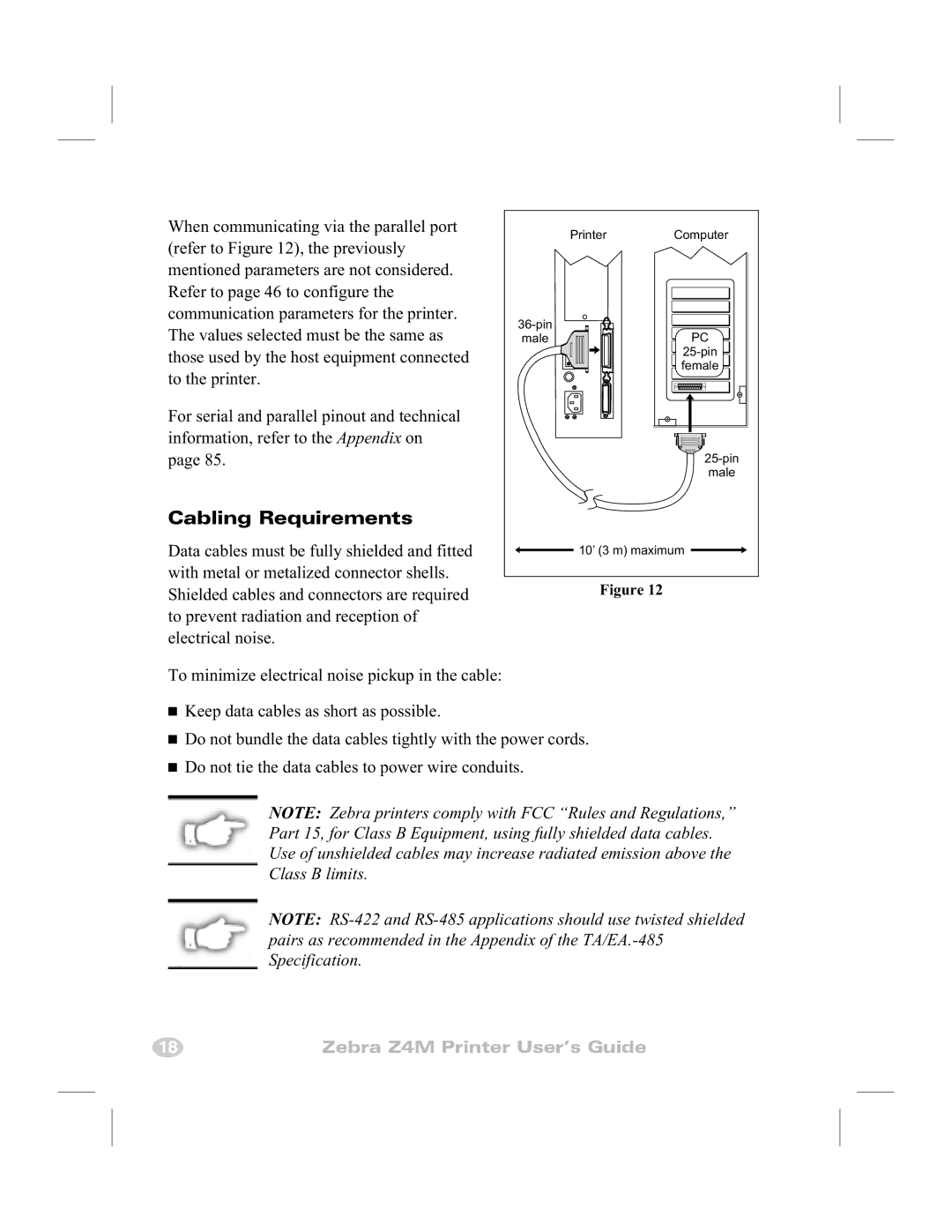 Zebra Technologies Z4M manual Cabling Requirements 