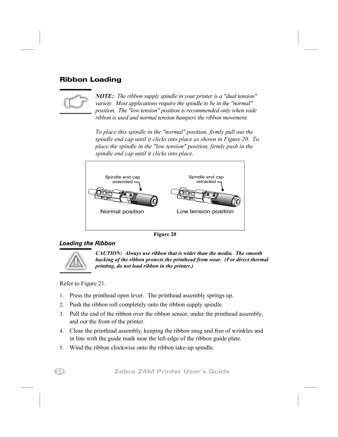 Zebra Technologies Z4M manual Ribbon Loading, Loading the Ribbon 