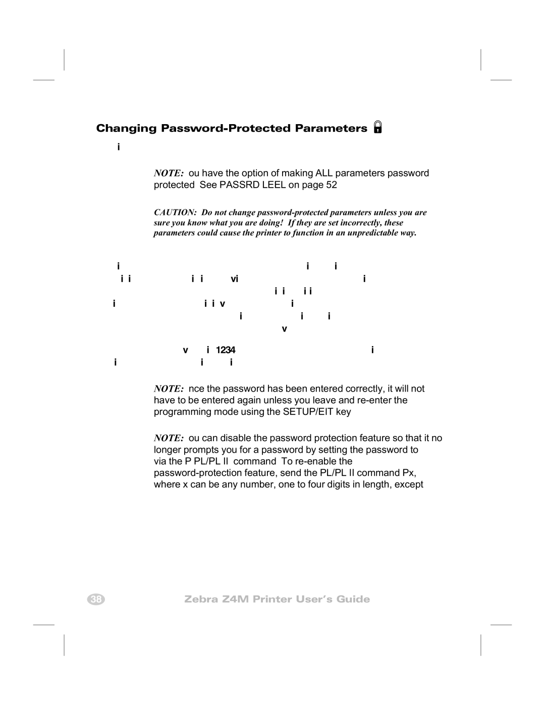 Zebra Technologies Z4M manual Changing Password-Protected Parameters 