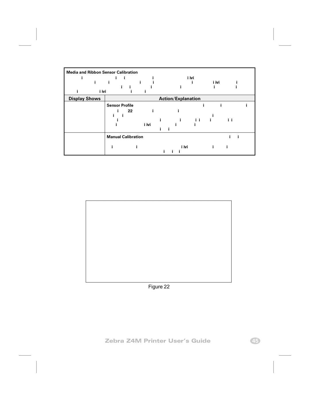 Zebra Technologies Z4M manual Media and Ribbon Sensor Calibration, Sensor Profile, Manual 