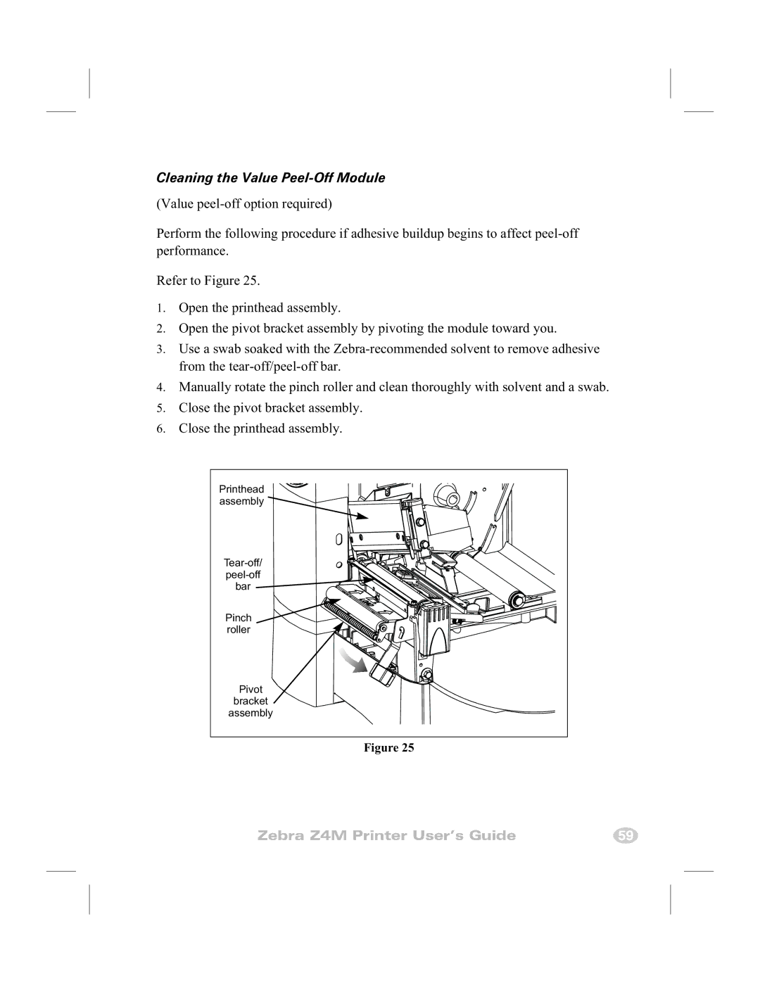 Zebra Technologies Z4M manual Cleaning the Value Peel-Off Module 