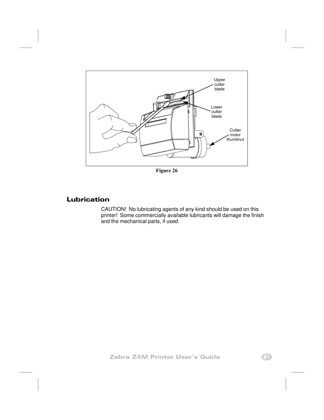 Zebra Technologies Z4M manual Lubrication 