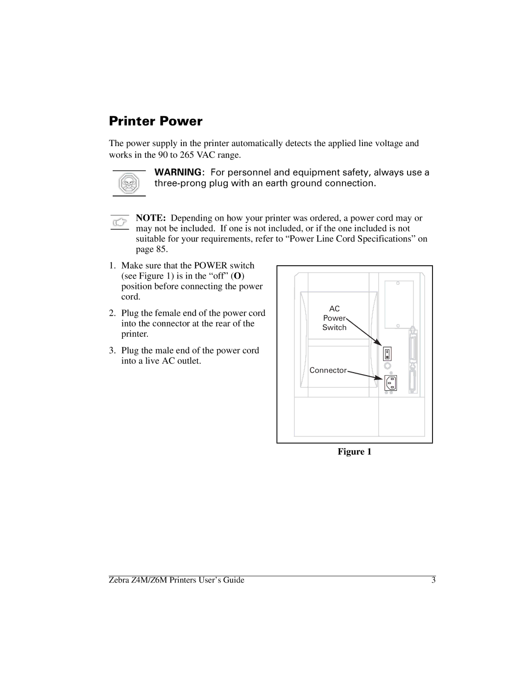 Zebra Technologies Z6M manual 3ULQWHU3RZHU 