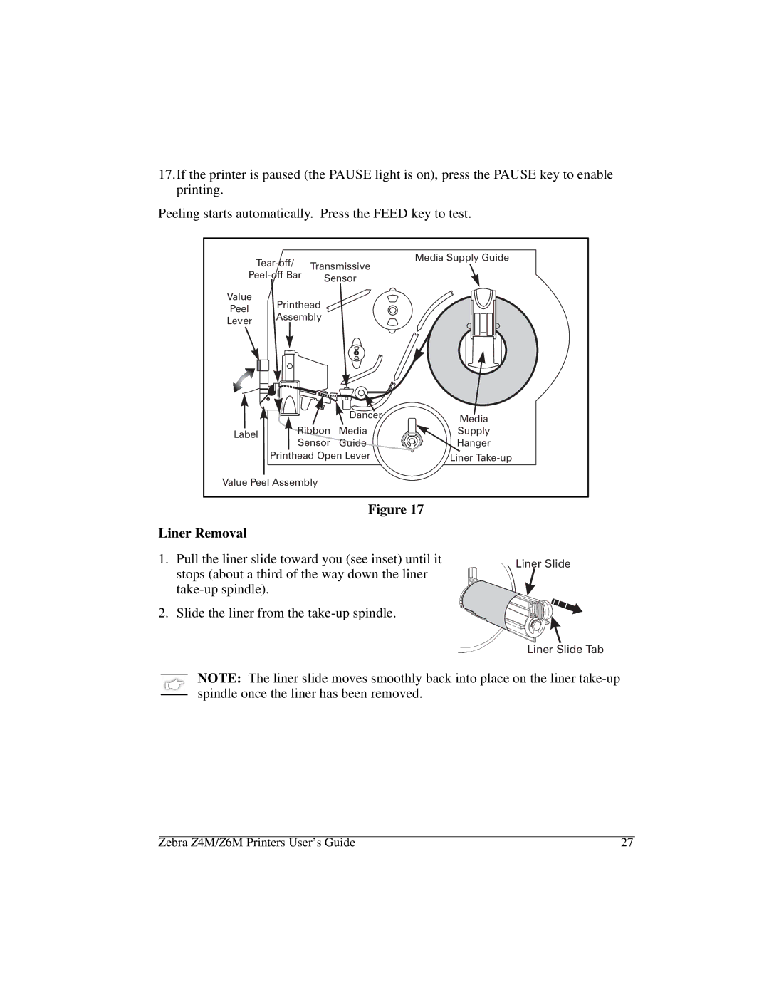 Zebra Technologies Z6M manual Liner Removal 