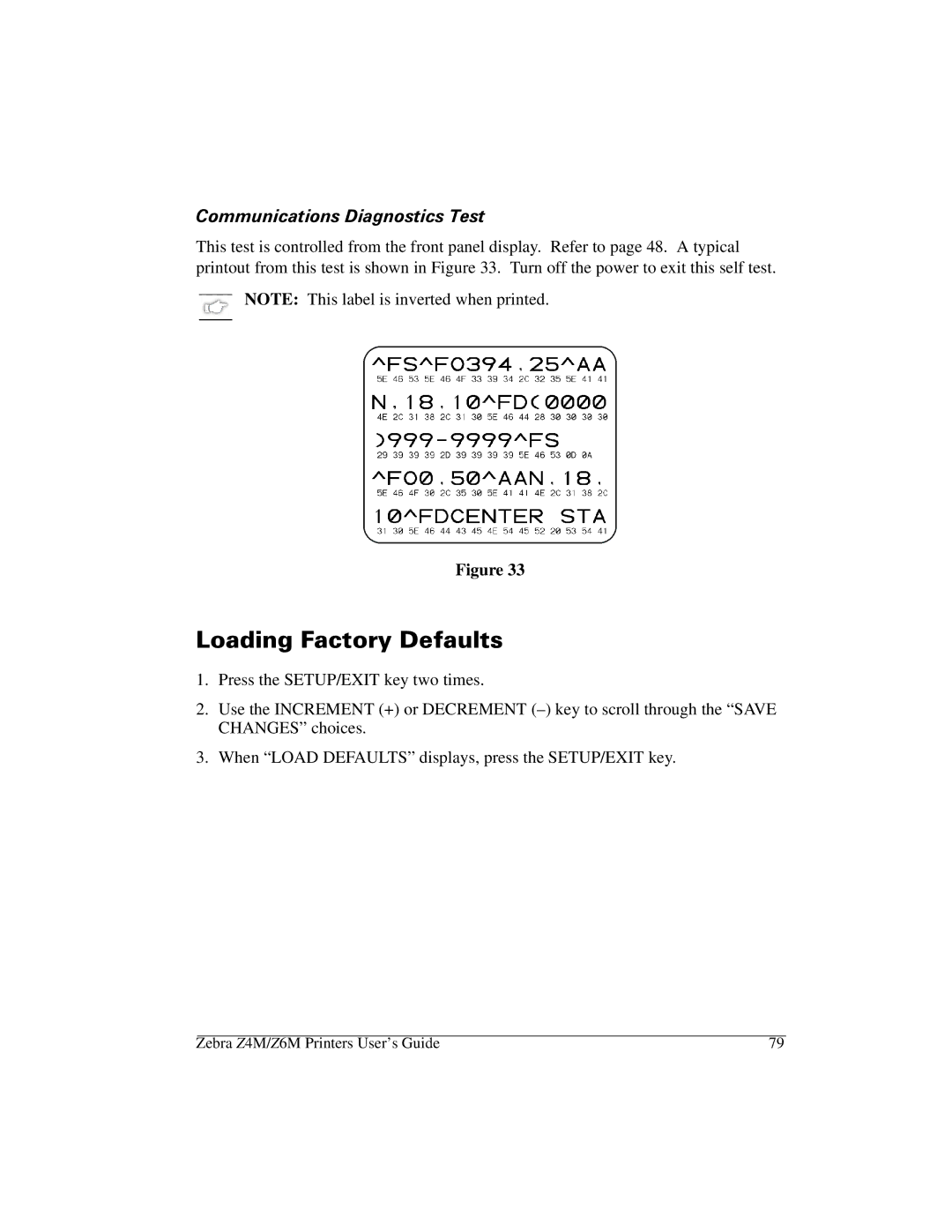 Zebra Technologies Z6M manual Rdglqjdfwru\Hidxowv, RPPXQLFDWLRQVLDJQRVWLFV7HVW 