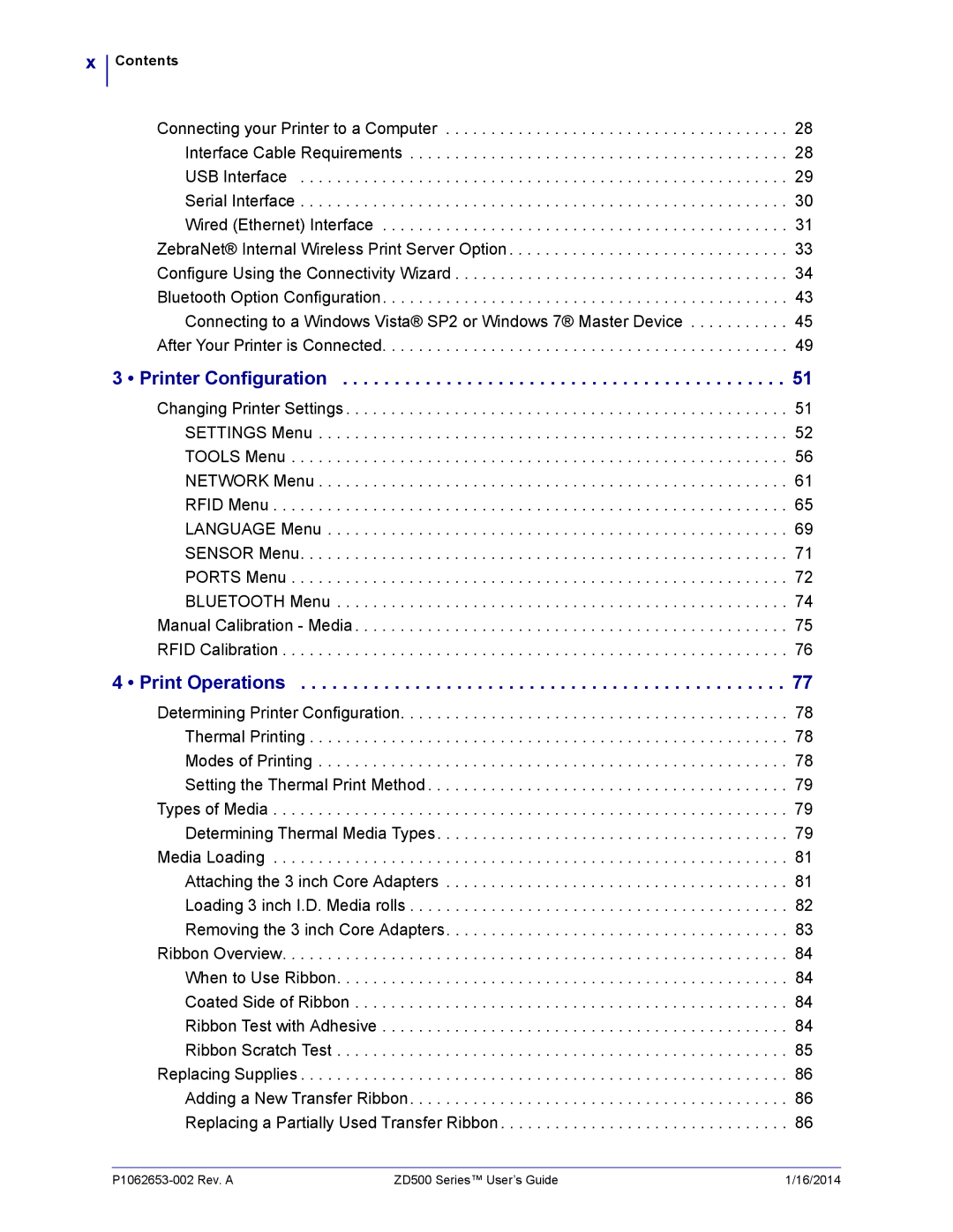 Zebra Technologies ZD500 manual Printer Configuration, Print Operations 