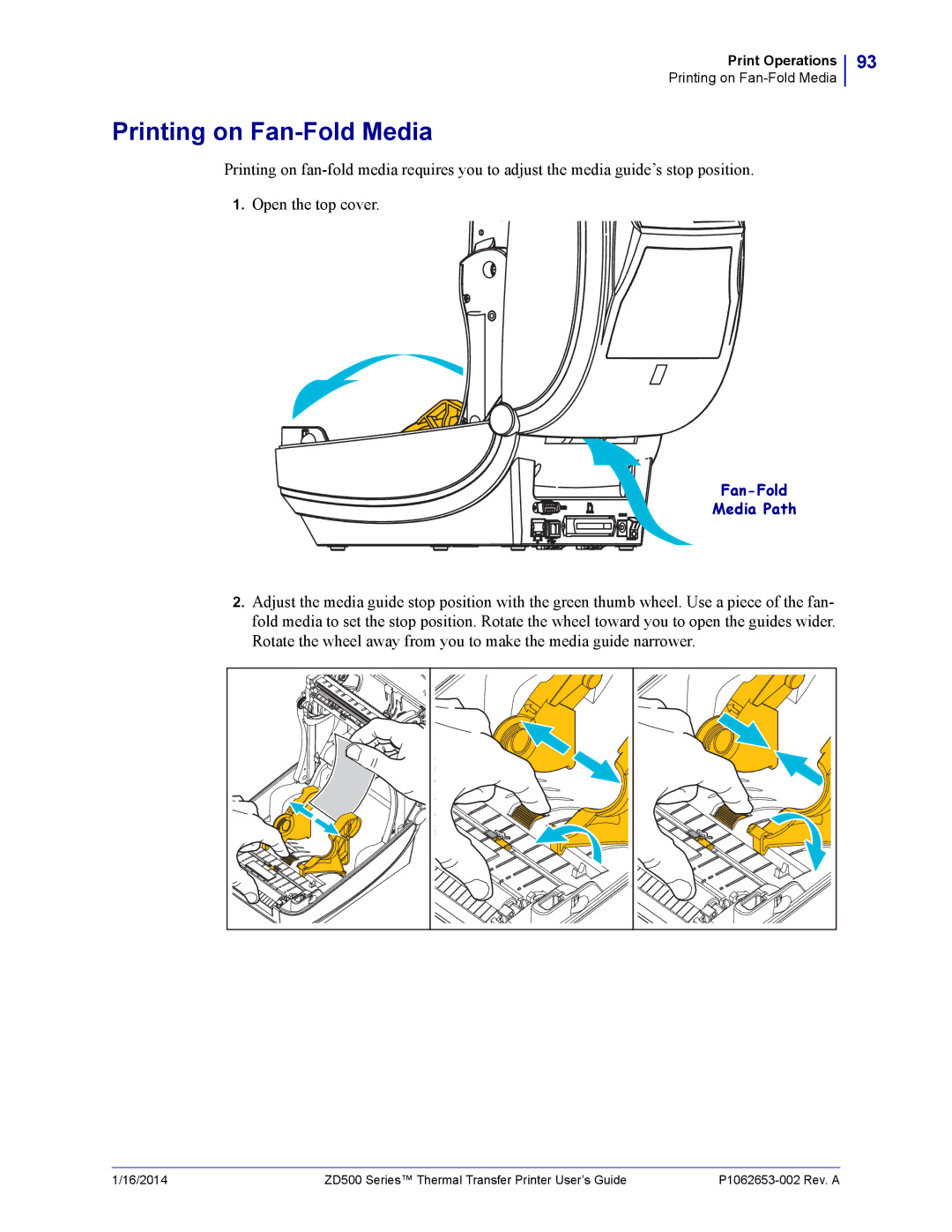 Zebra Technologies ZD500 manual Printing on Fan-Fold Media 