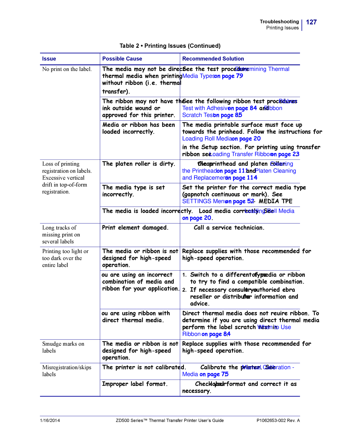 Zebra Technologies ZD500 manual 127 