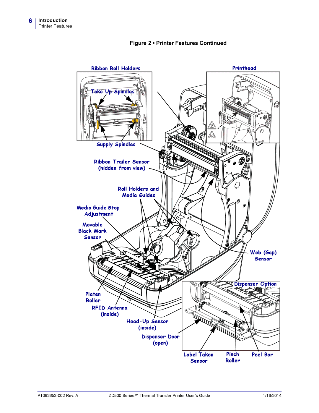 Zebra Technologies ZD500 manual Printer Features 