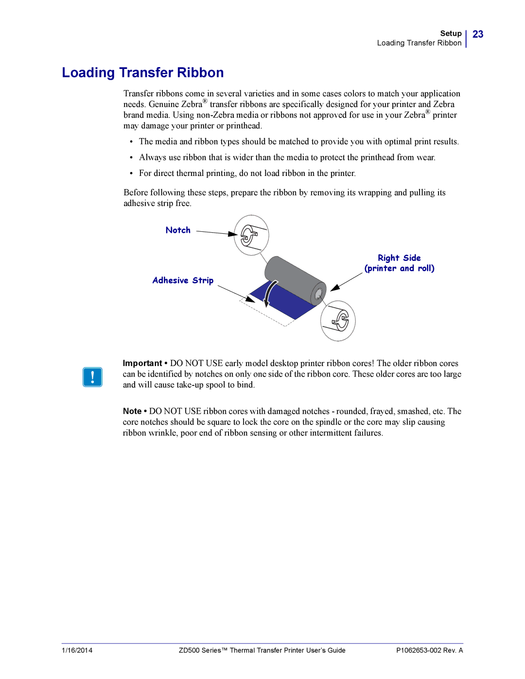 Zebra Technologies ZD500 manual Loading Transfer Ribbon 