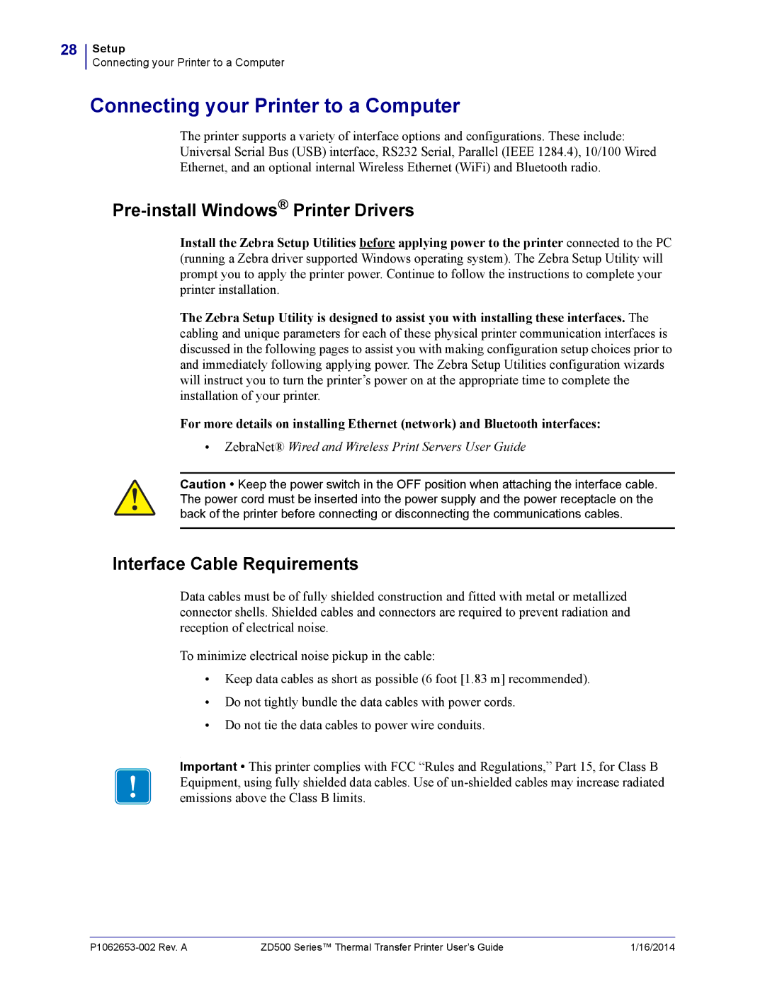 Zebra Technologies ZD500 manual Connecting your Printer to a Computer, Pre-install Windows Printer Drivers 