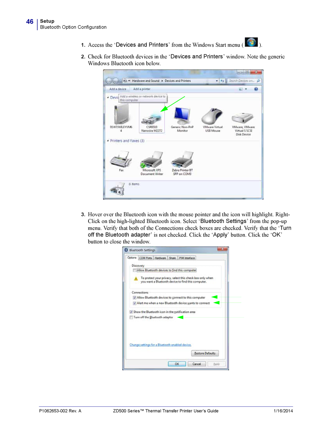 Zebra Technologies ZD500 manual Setup 