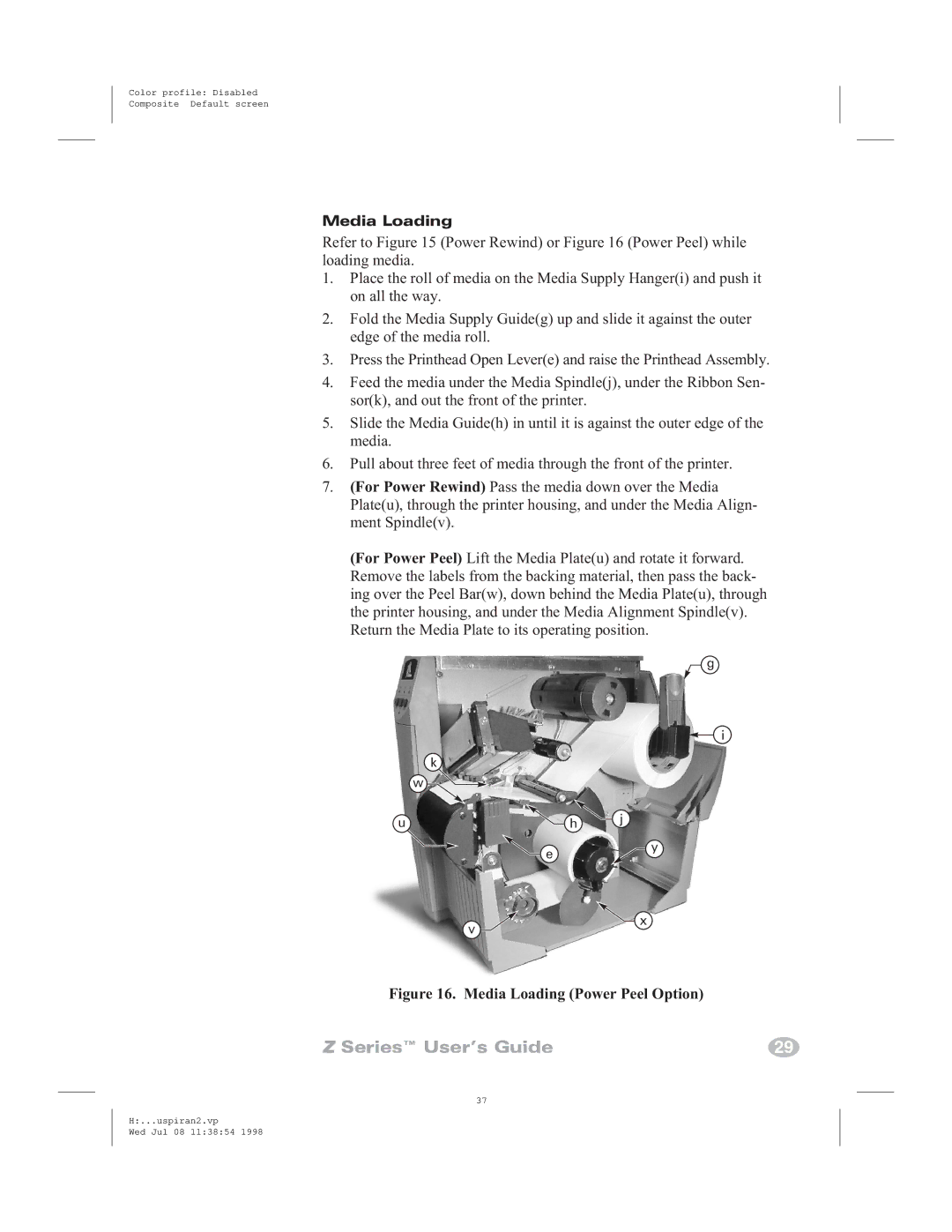 Zebra Technologies Zebra Z4000, Zebra Z6000 manual Media Loading Power Peel Option 