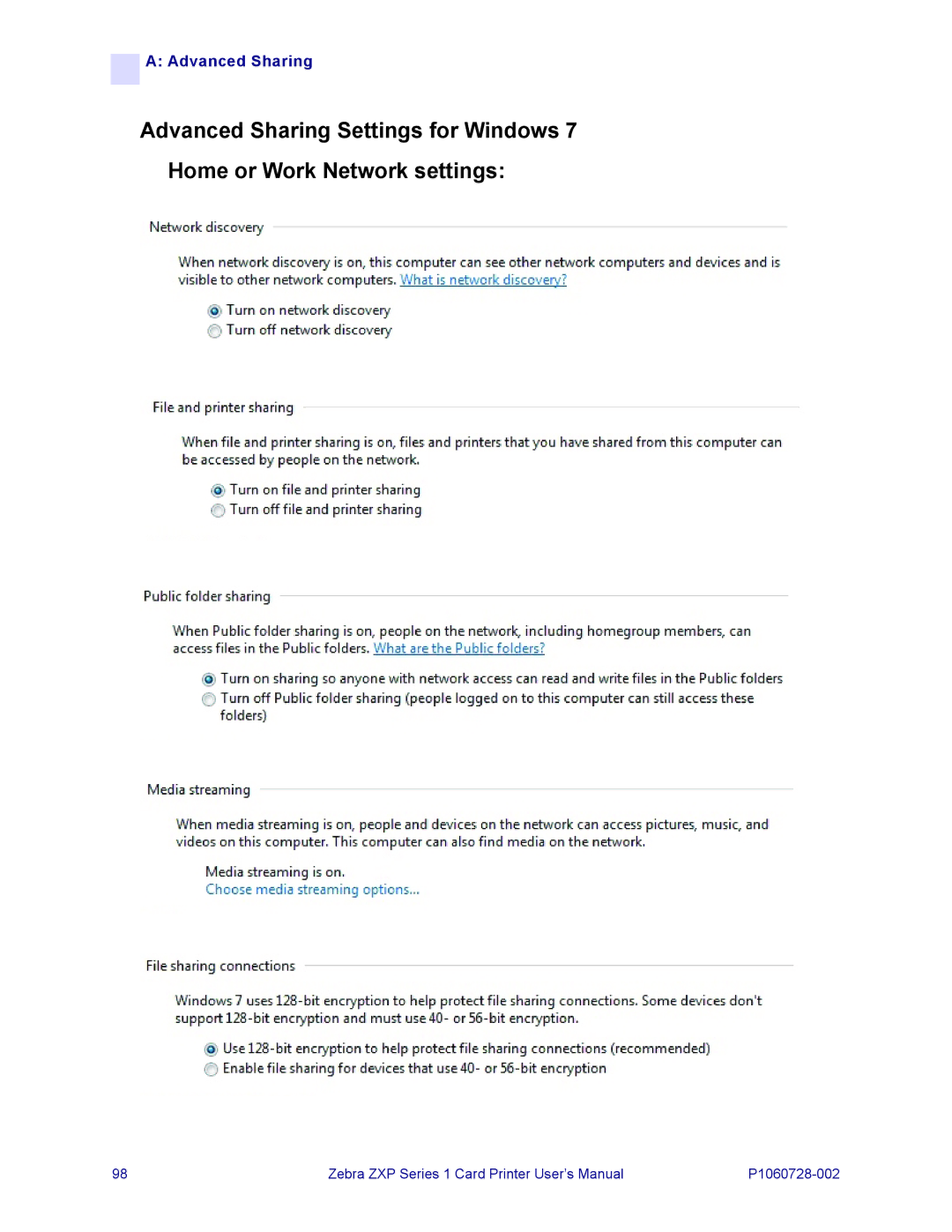 Zebra Technologies zebra zxp series 1 user manual Advanced Sharing 