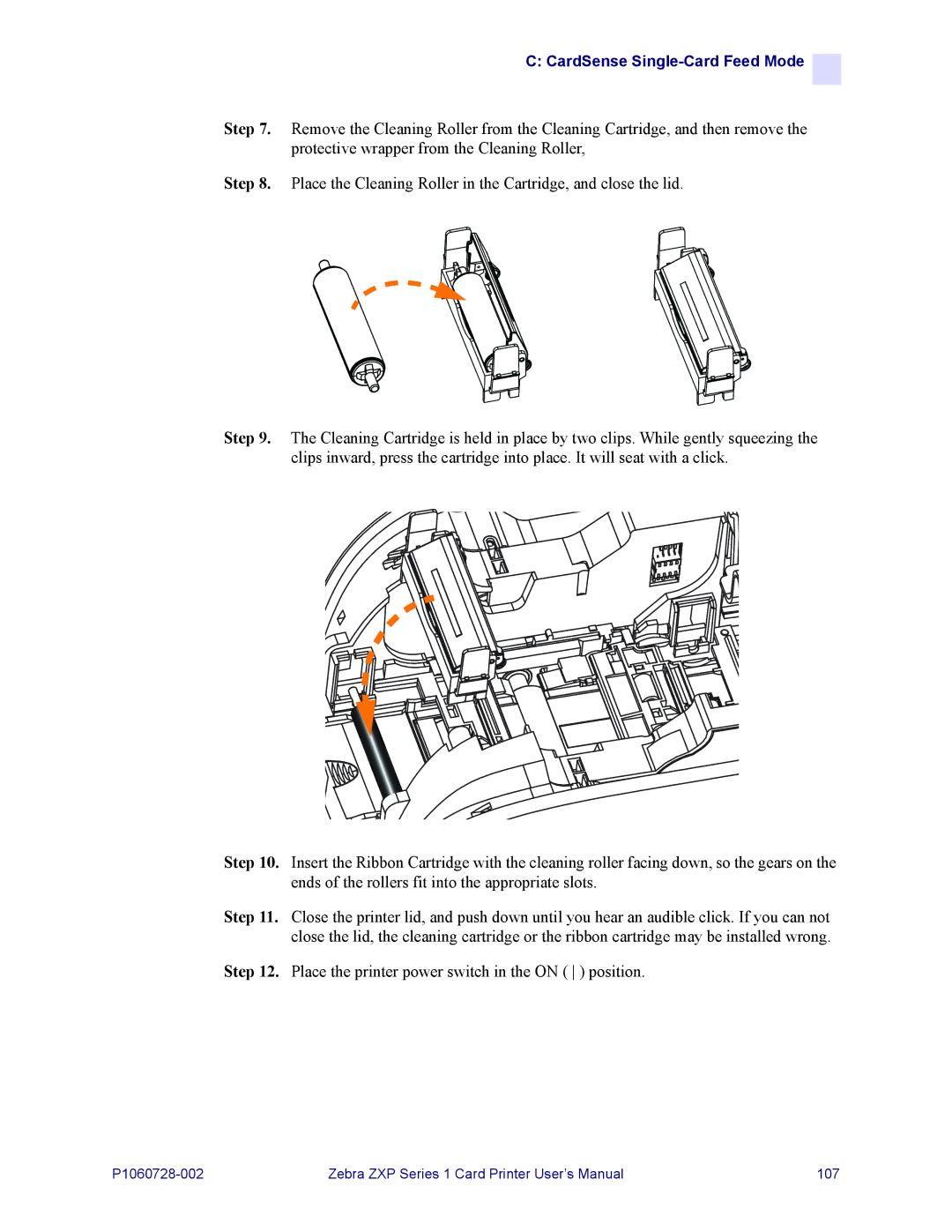 Zebra Technologies zebra zxp series 1 user manual Place the printer power switch in the on position 