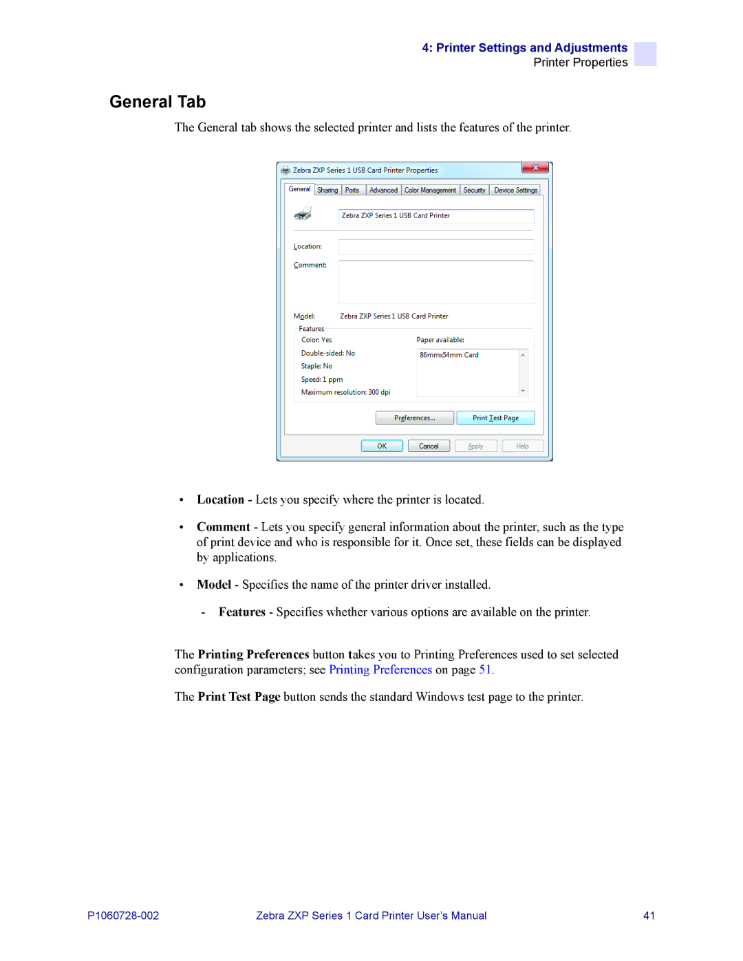 Zebra Technologies zebra zxp series 1 user manual General Tab 