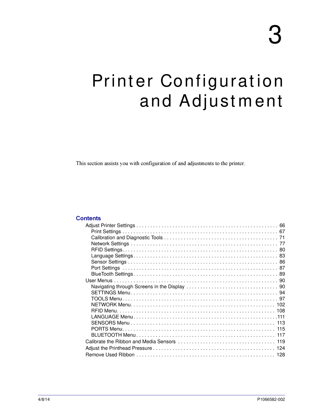 Zebra Technologies ZT400 manual Printer Configuration and Adjustment 