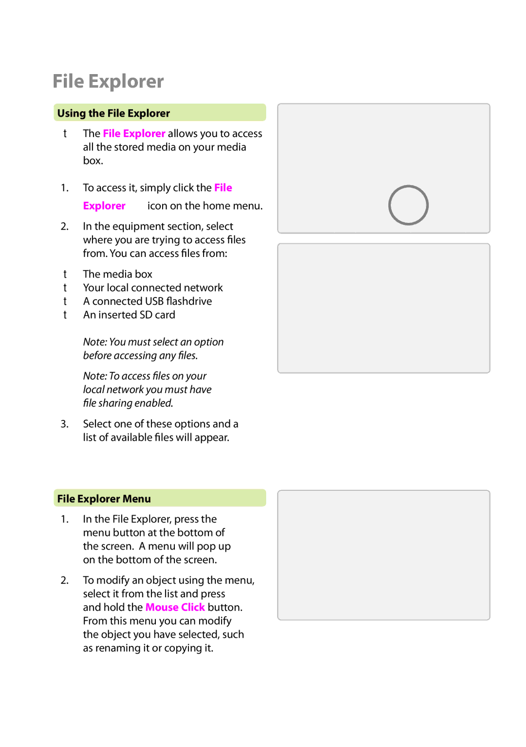 Zeki TAB803B manual Using the File Explorer, File Explorer Menu 