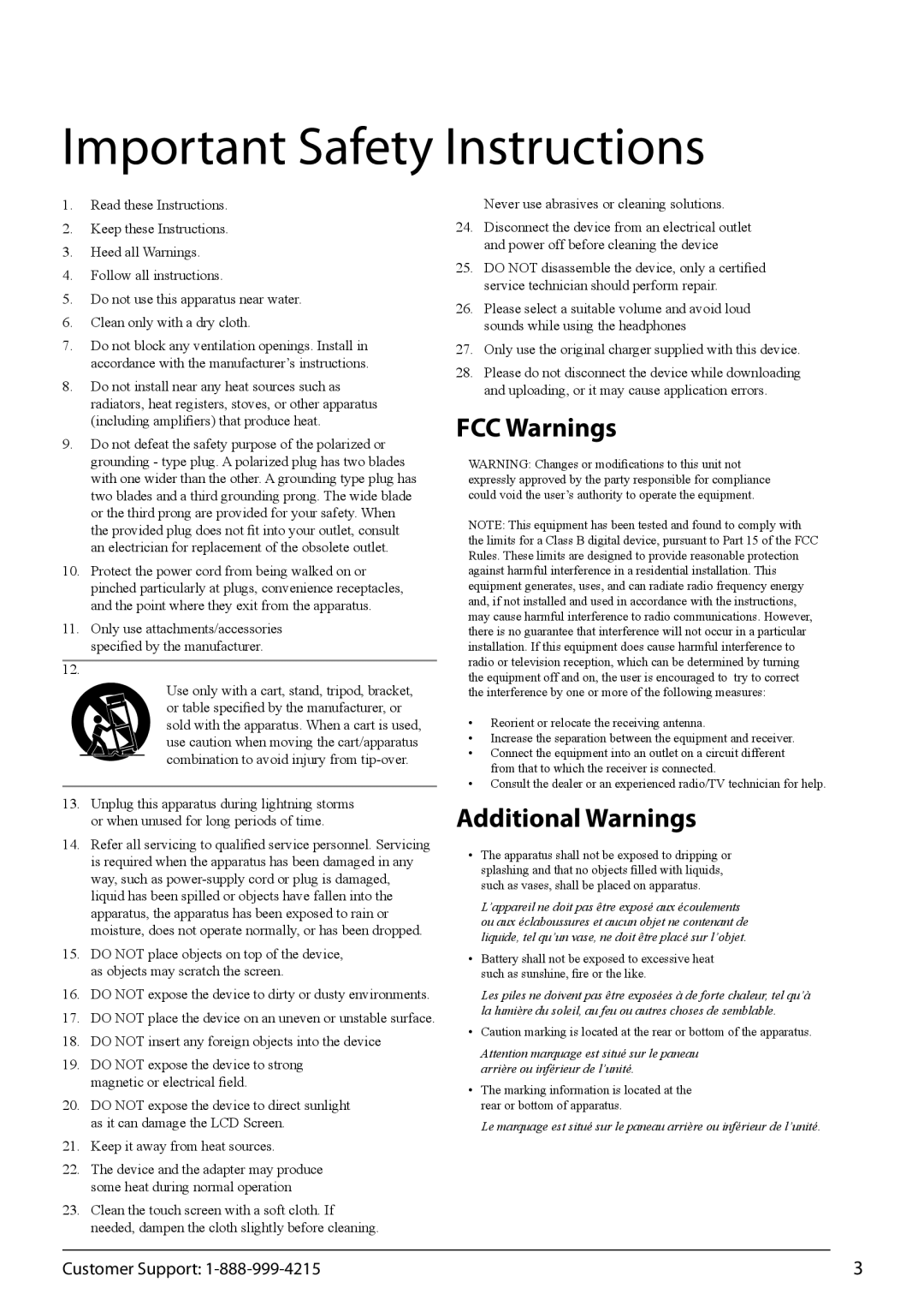 Zeki TAB803B manual Important Safety Instructions 