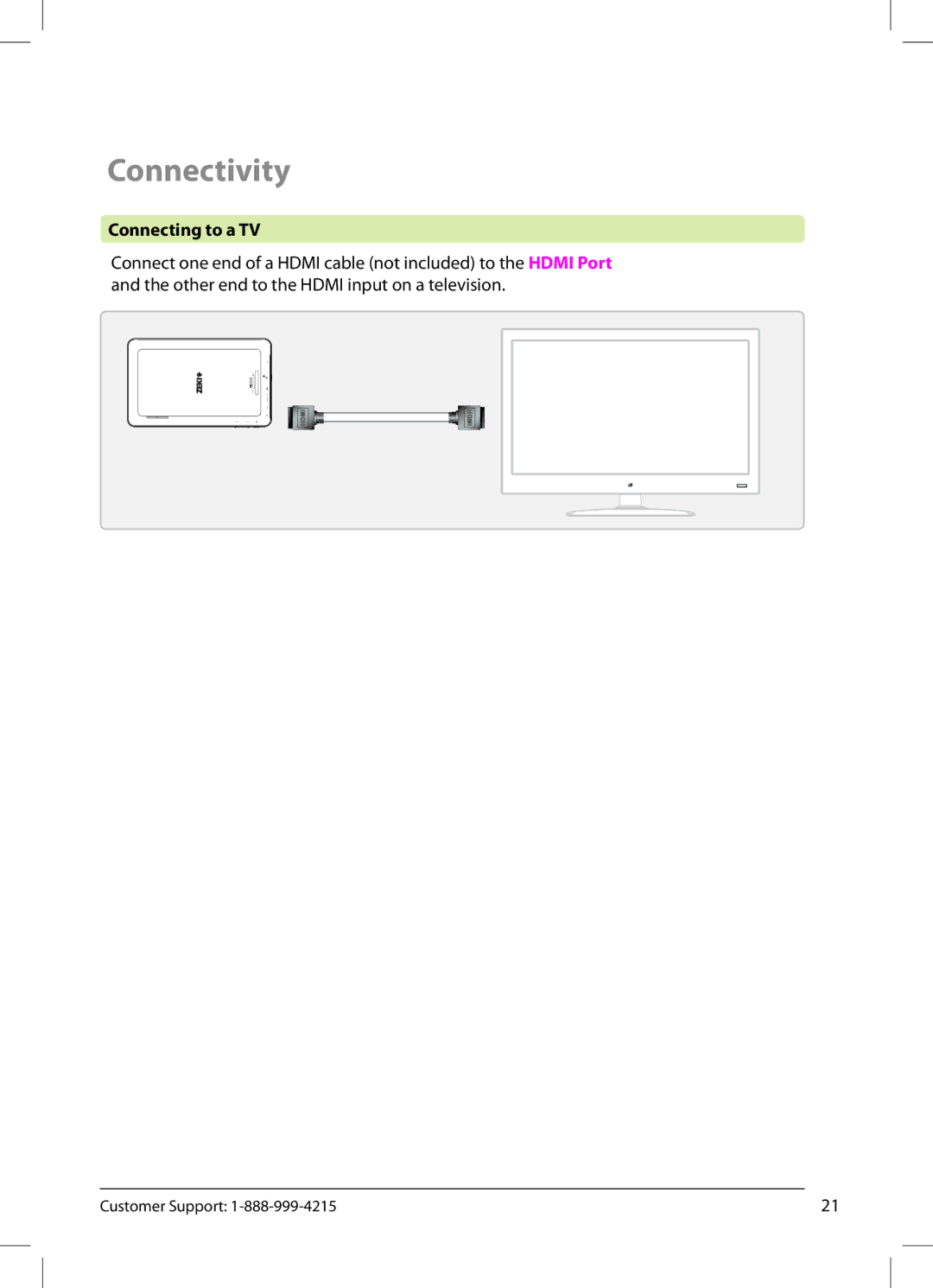 Zeki TB1082B manual Connectivity, Connecting to a TV 