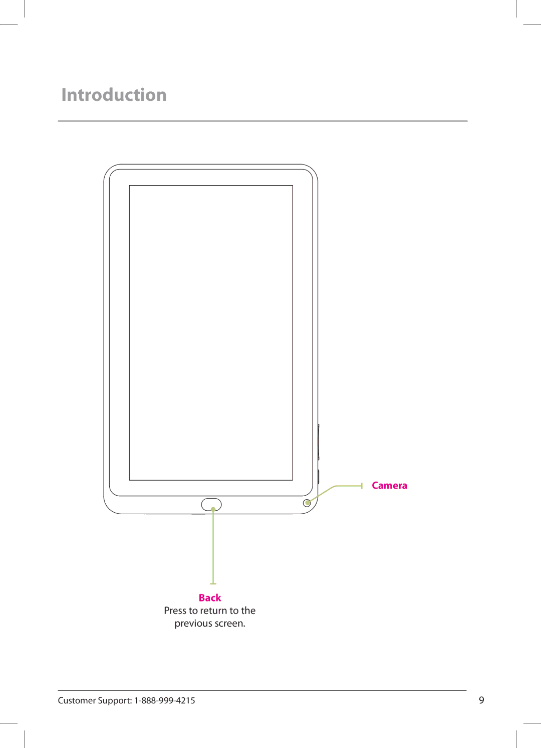 Zeki TB1082B manual Camera Back, Press to return to Previous screen 