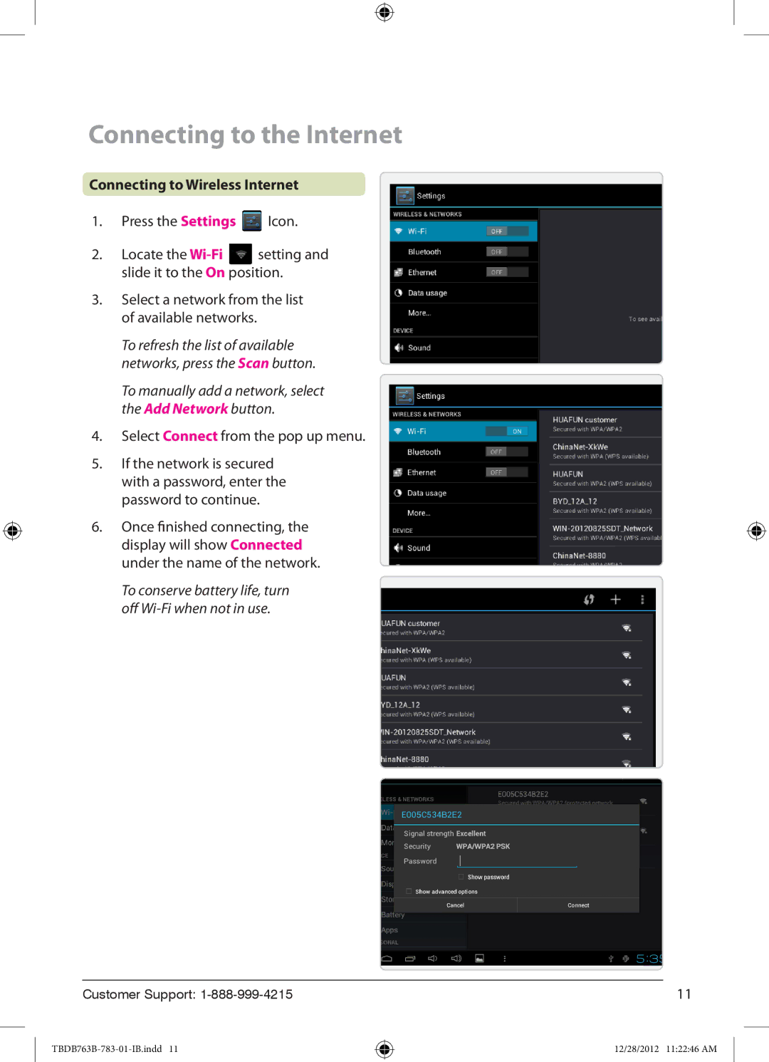 Zeki TBDB763B manual Connecting to the Internet, Connecting to Wireless Internet, Select Connect from the pop up menu 