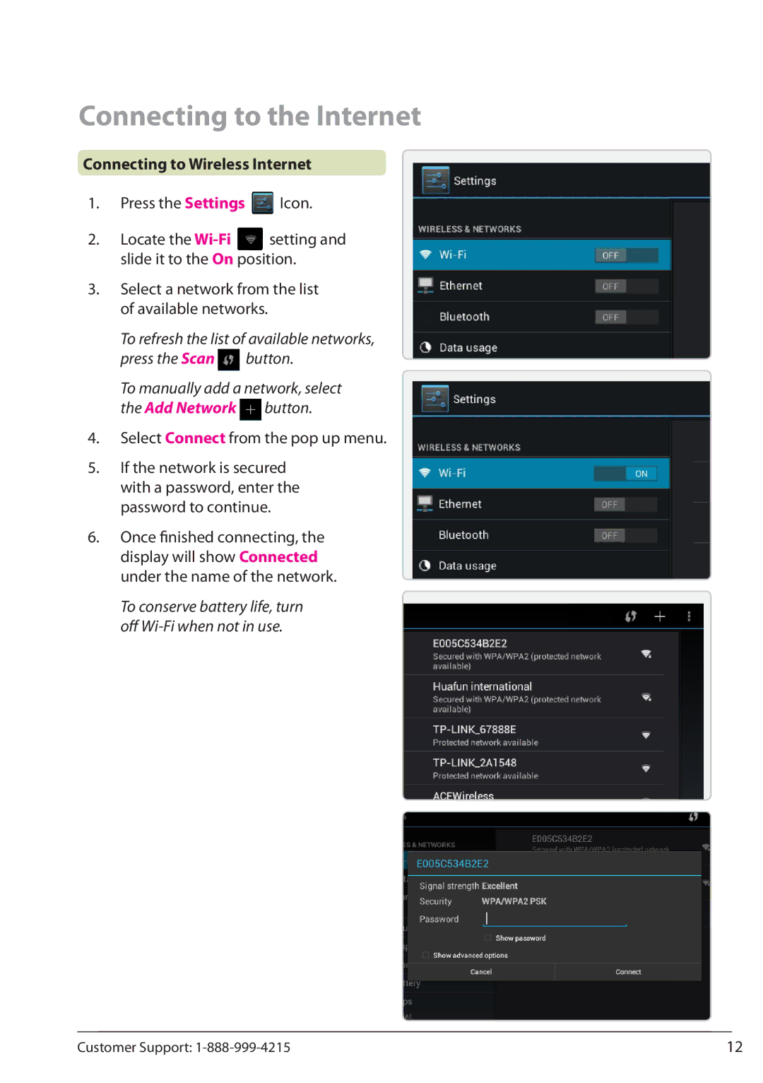 Zeki TBQC1063B manual Connecting to the Internet, Select Connect from the pop up menu 