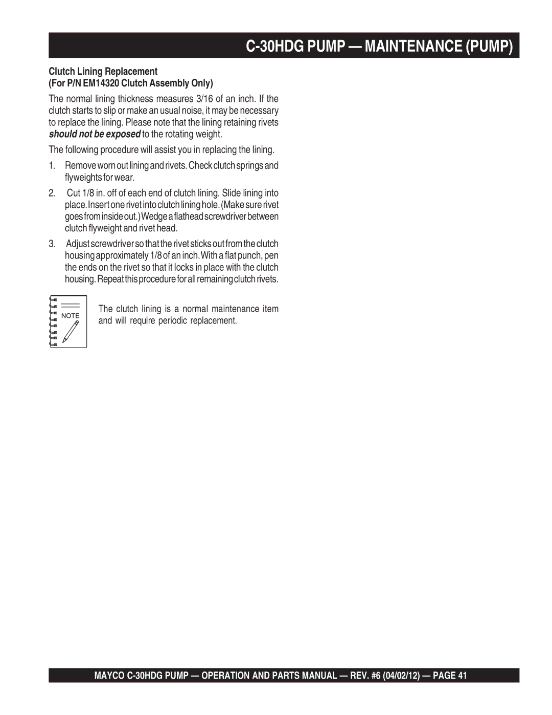 Zenith C-30HDG manual Following procedure will assist you in replacing the lining 