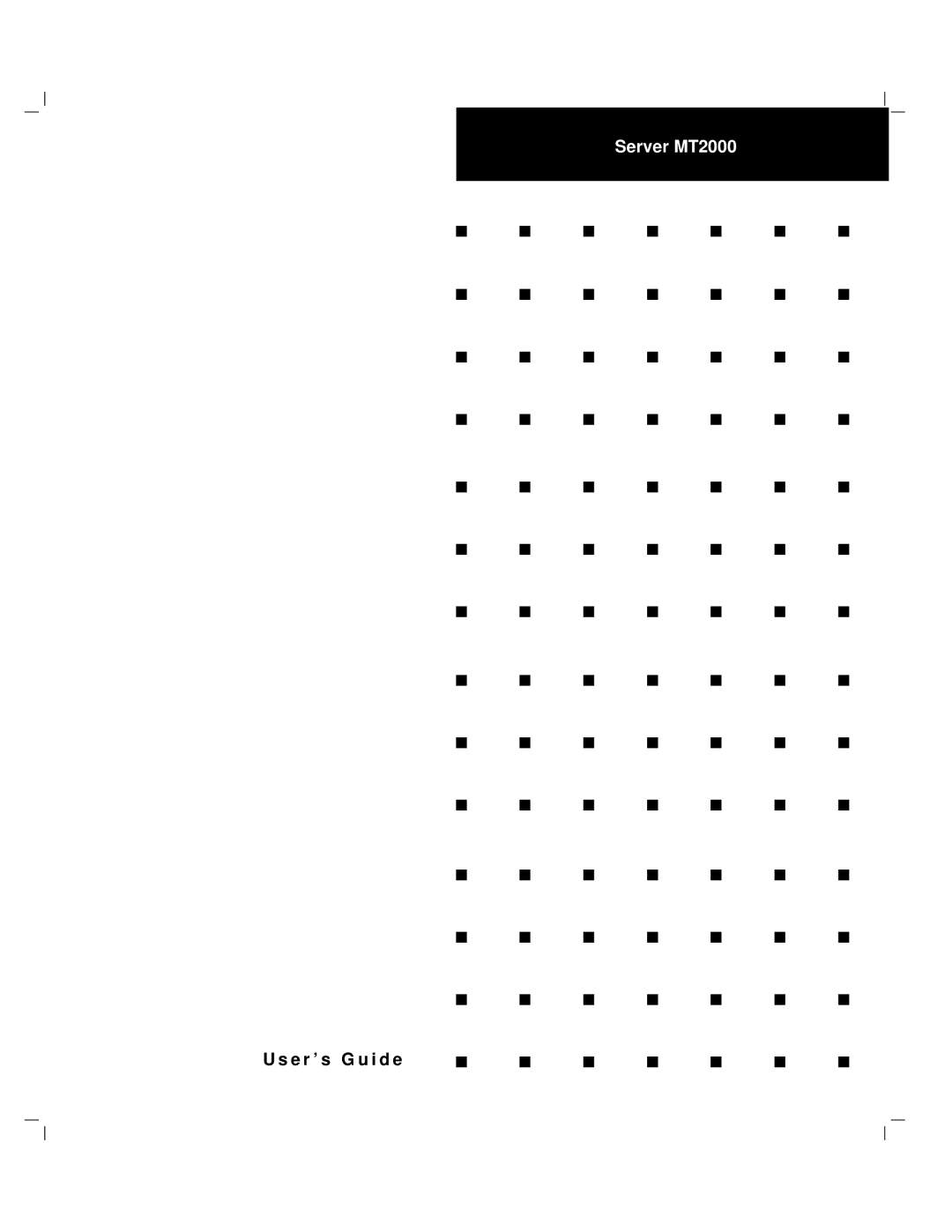 Zenith Data Systems manual Server MT2000 