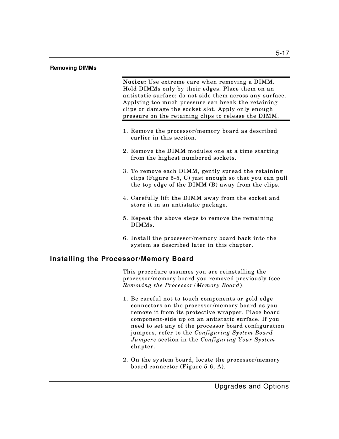 Zenith Data Systems MT2000 manual Installing the Processor/Memory Board, Removing DIMMs 