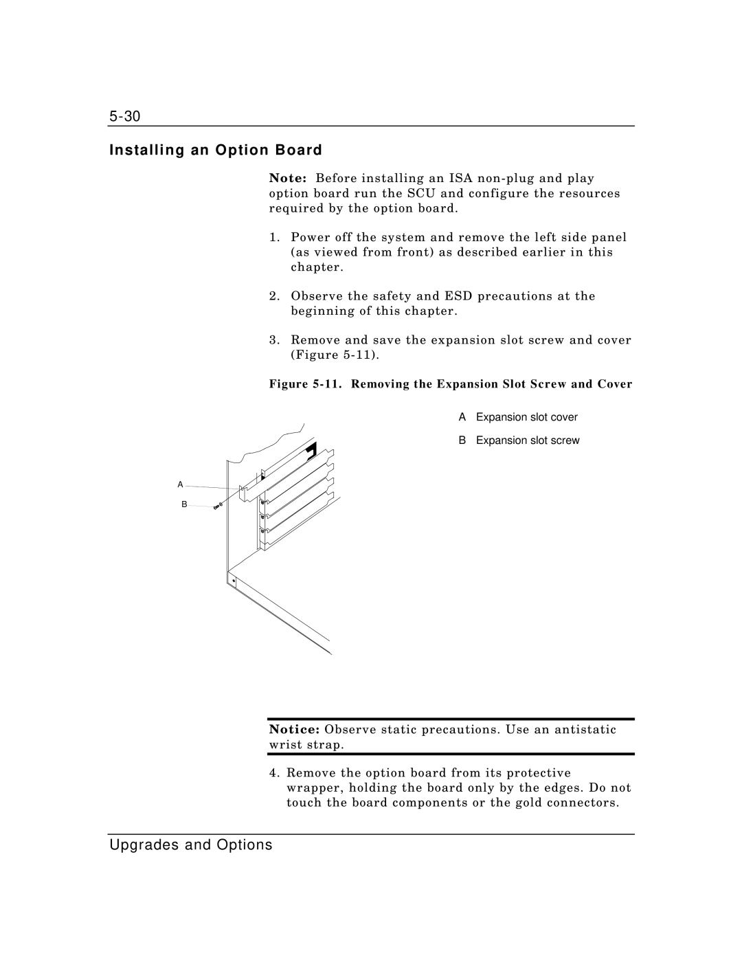 Zenith Data Systems MT2000 manual Installing an Option Board, Removing the Expansion Slot Screw and Cover 