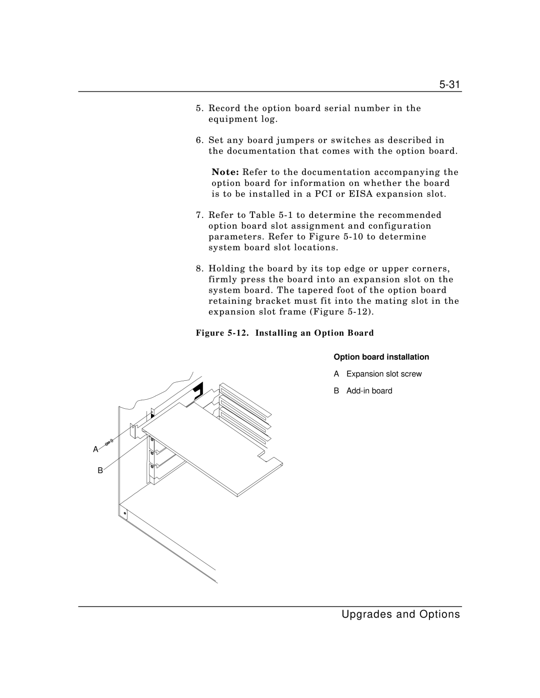 Zenith Data Systems MT2000 manual Installing an Option Board, Option board installation 