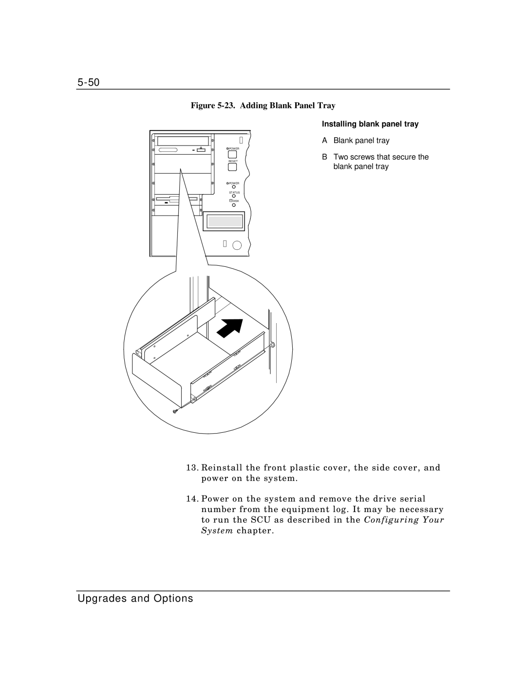 Zenith Data Systems MT2000 manual Adding Blank Panel Tray, Installing blank panel tray 