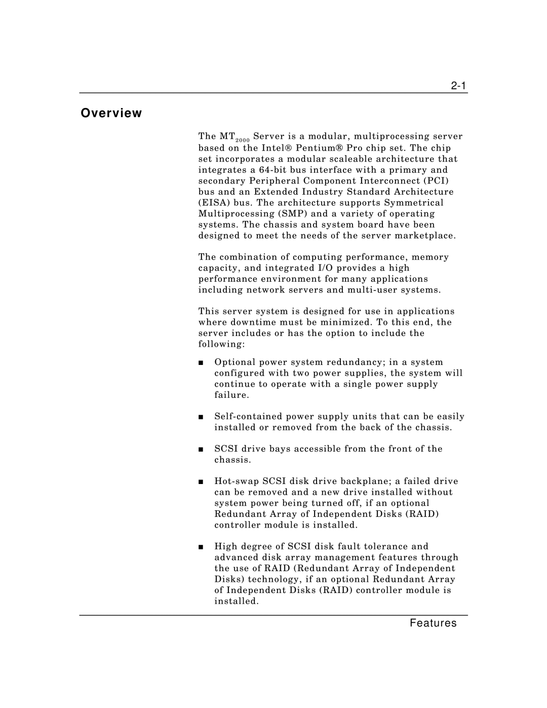 Zenith Data Systems MT2000 manual Overview, Features 