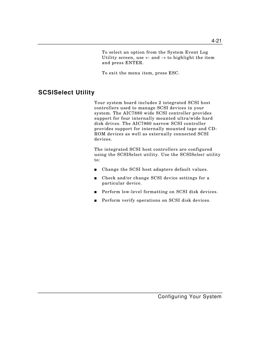 Zenith Data Systems MT2000 manual SCSISelect Utility 