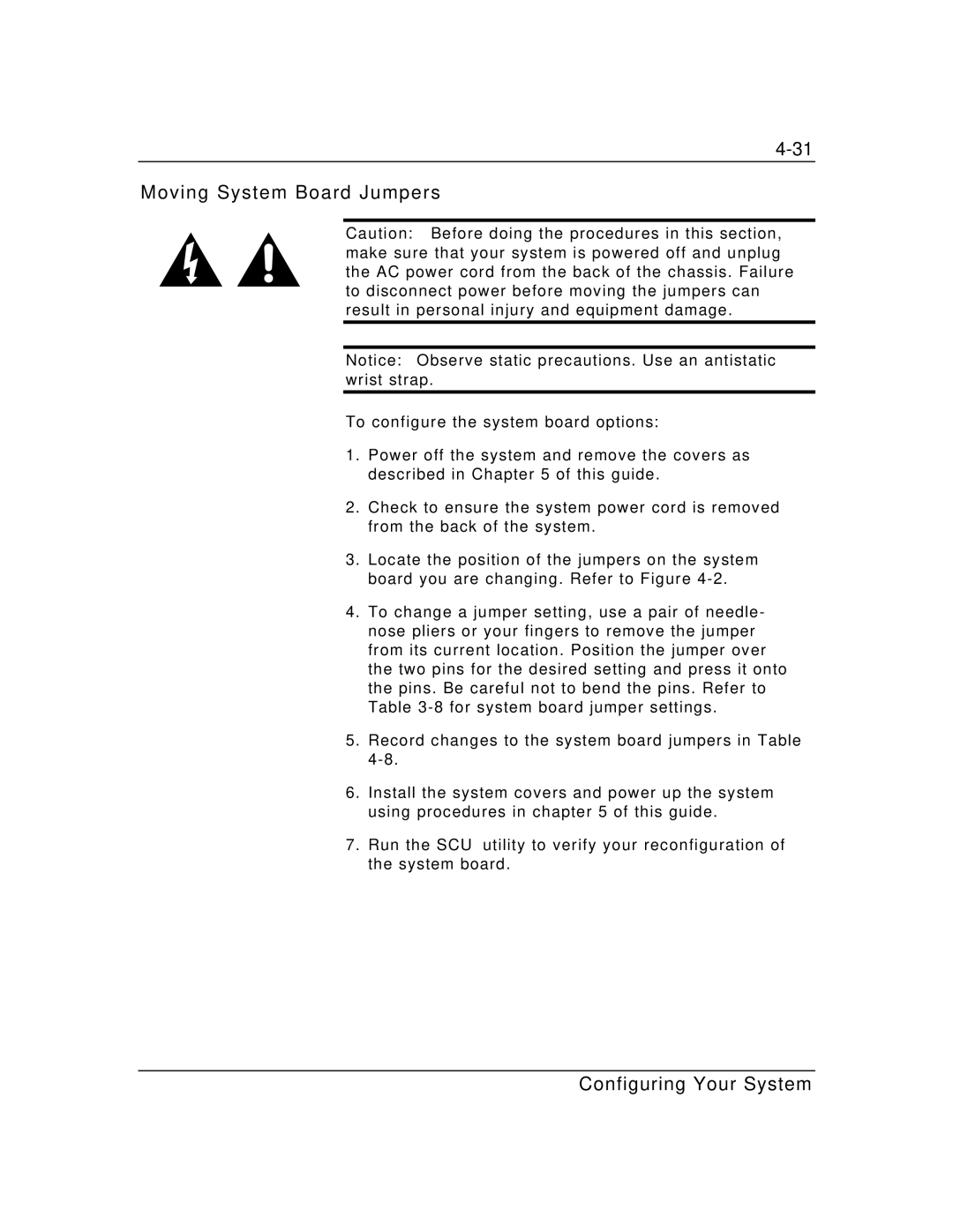 Zenith Data Systems MT2000 manual Moving System Board Jumpers 