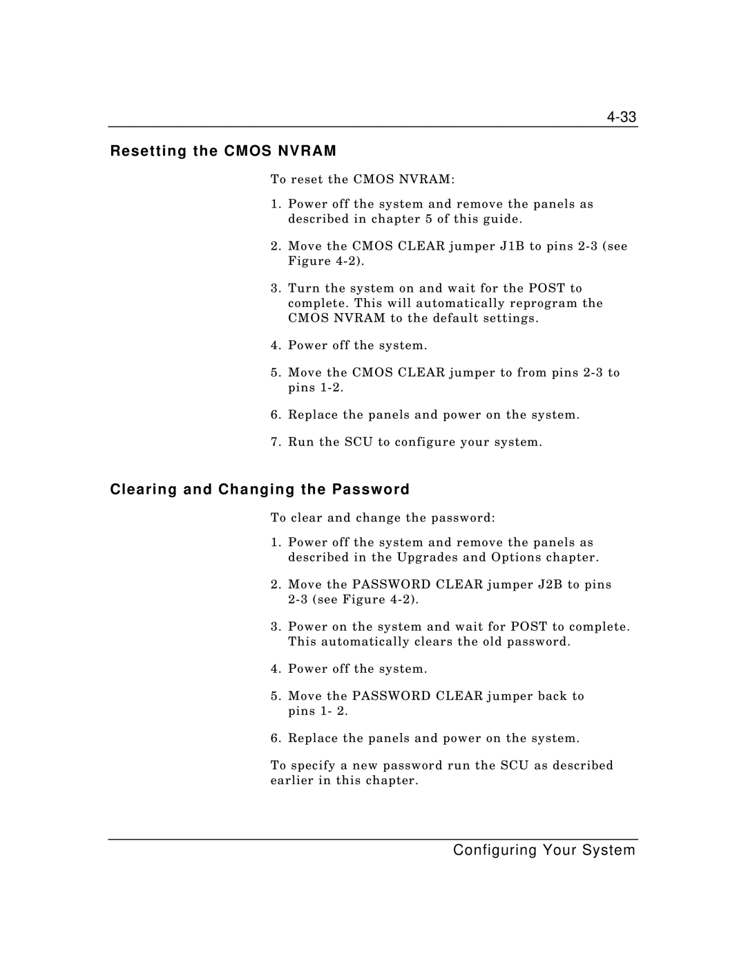 Zenith Data Systems MT2000 manual Resetting the Cmos Nvram, Clearing and Changing the Password 