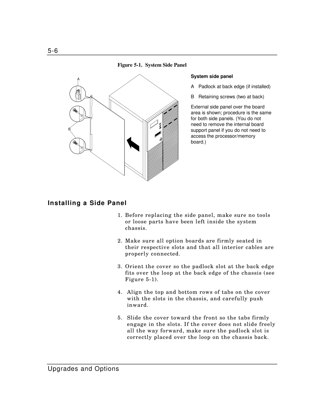 Zenith Data Systems MT2000 manual Installing a Side Panel, System side panel 