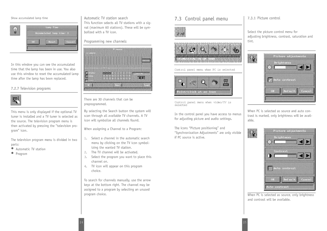 Zenith DSV-110 manual Control panel menu, Television programs, Automatic TV station search, Programming new channels 