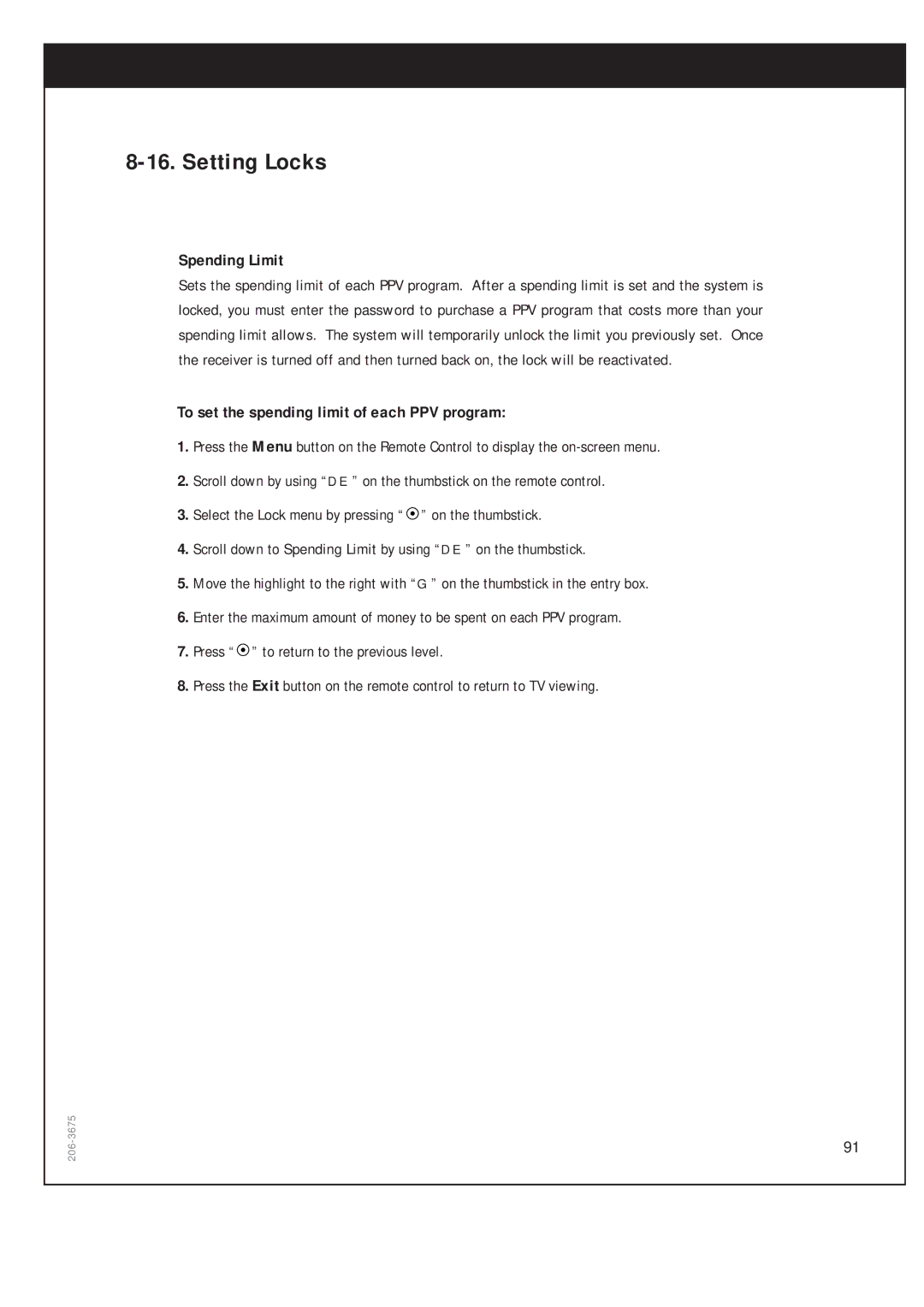 Zenith DTV1080 warranty Spending Limit, To set the spending limit of each PPV program 