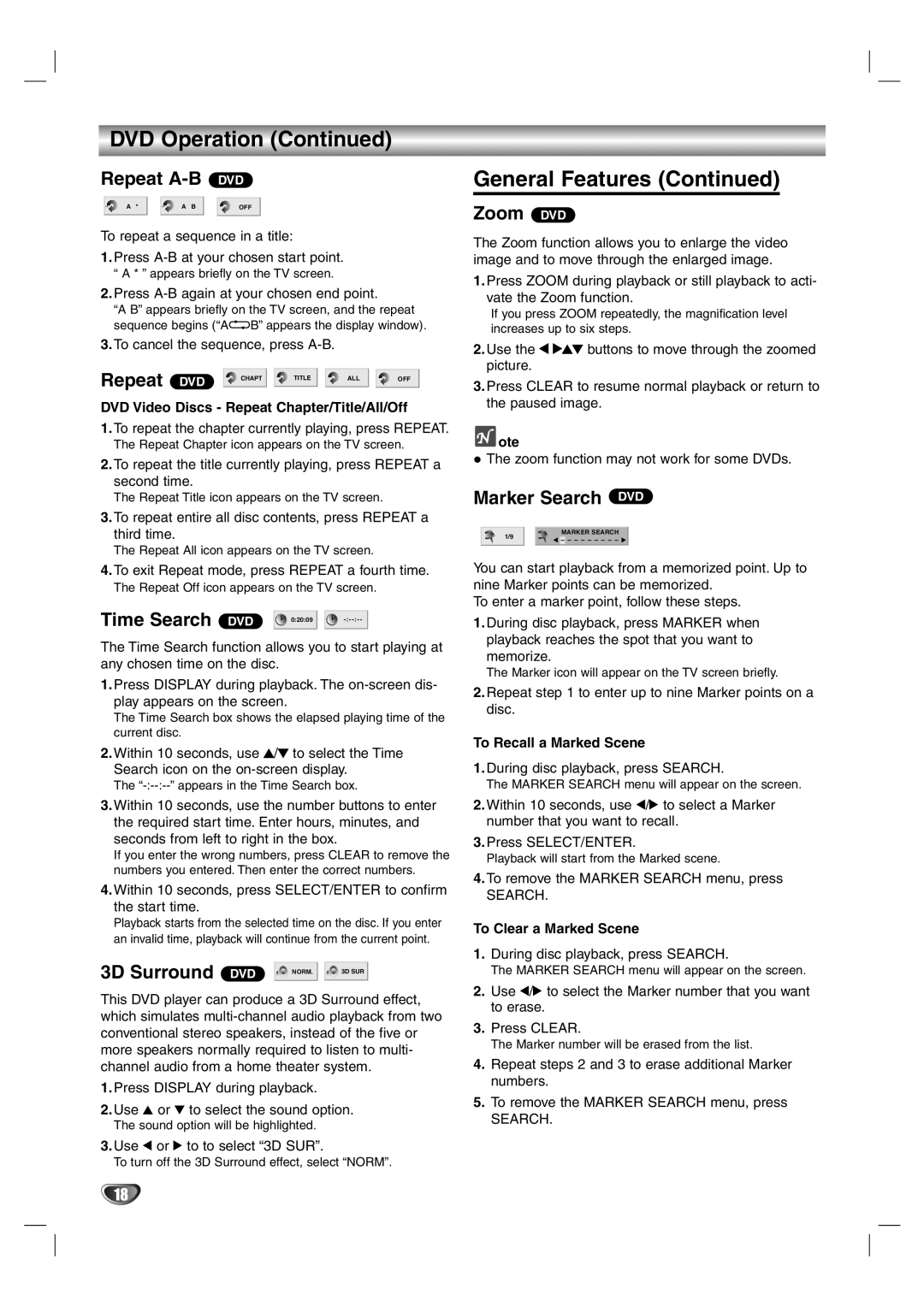 Zenith DVB352 warranty DVD Operation 