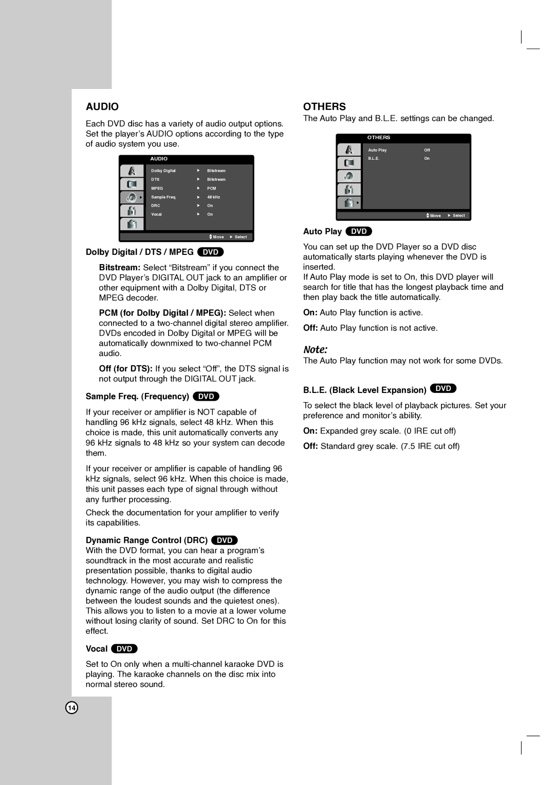 Zenith DVB412 warranty Dolby Digital / DTS / Mpeg DVD, Sample Freq. Frequency DVD, Dynamic Range Control DRC DVD, Vocal DVD 