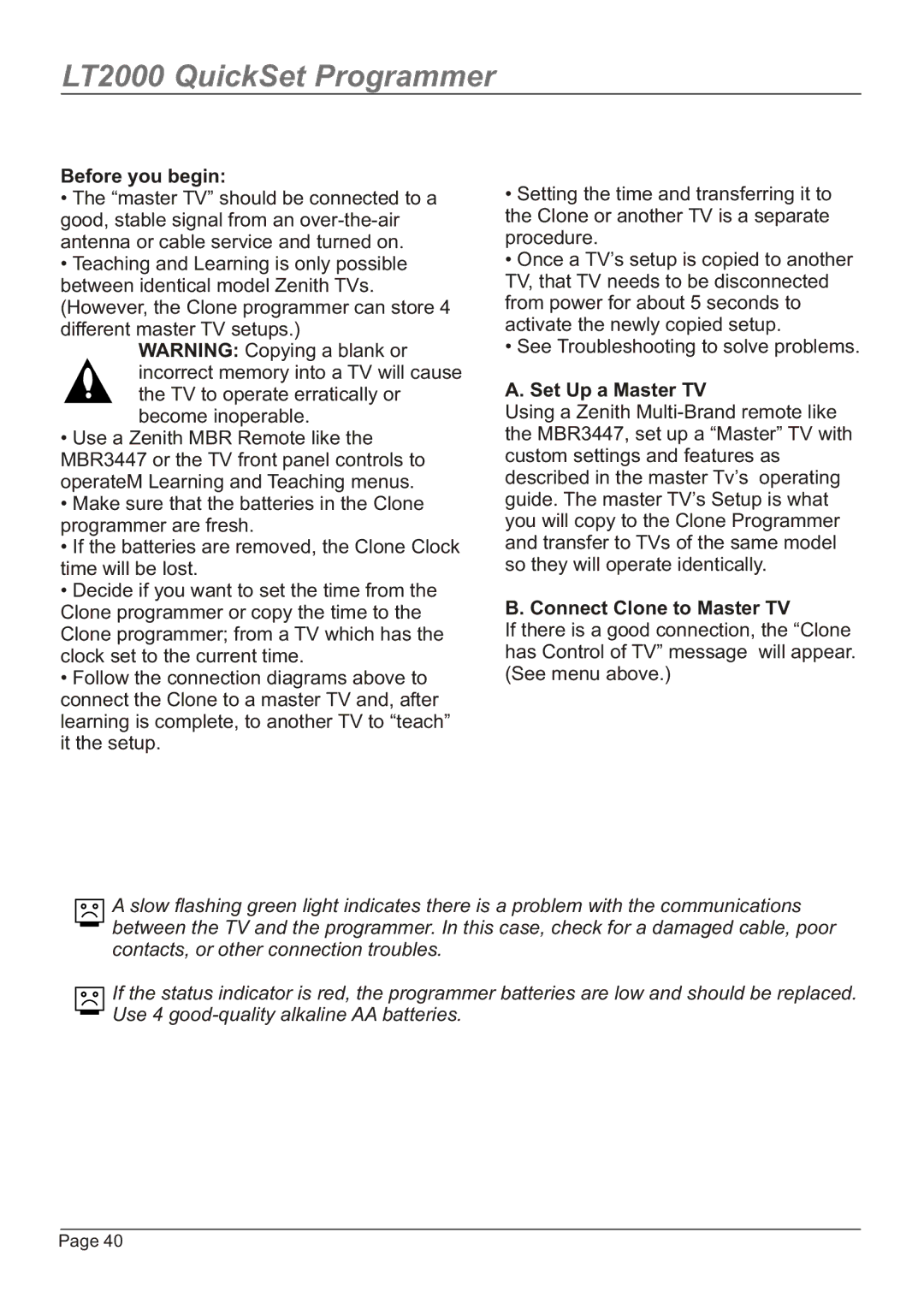 Zenith H20H52DT, HW20H52DT warranty Before you begin 