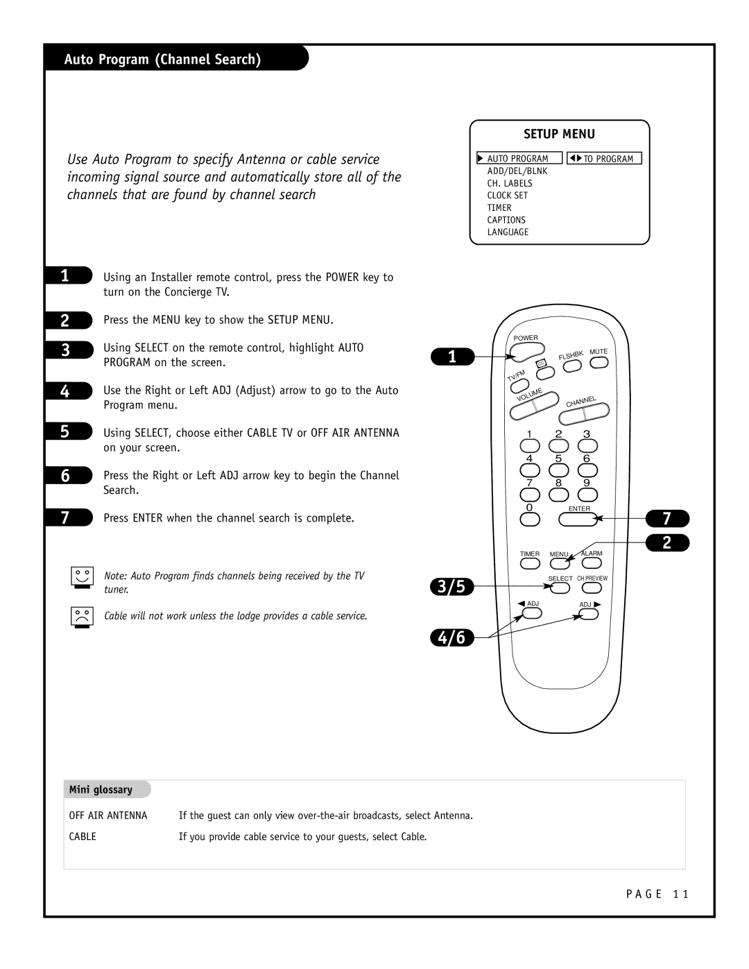 Zenith H25F39DT, H27F39DT, H24F39DT warranty Auto Program Channel Search 